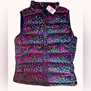 NWT Gap Kids Full Zip Floral Waterproof Puffer Vest Primalift Down Alternative